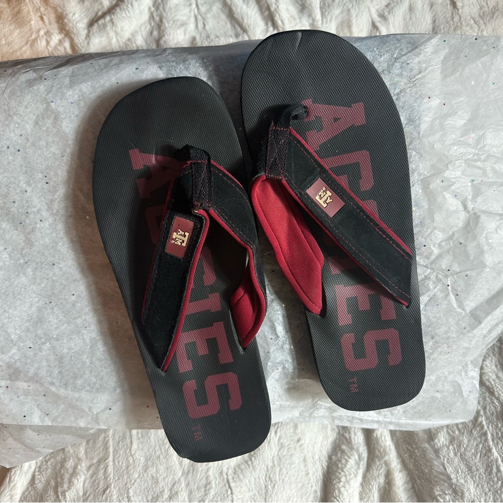 Black and‎ Red Aggies Flip Flops